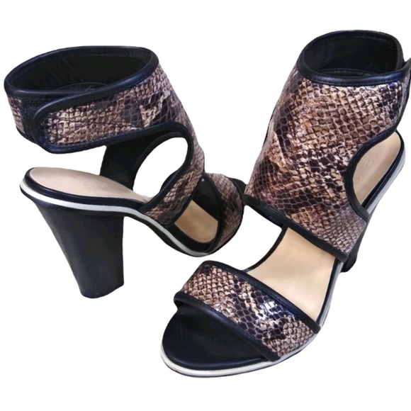 Beau & Ashe Tana Brown and Cream Reptile Semi Bootie Sandals Sz 9 - Picture 3 of 10